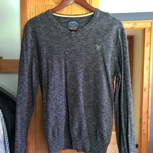American Eagle Gray Heather V-Neck Sweater